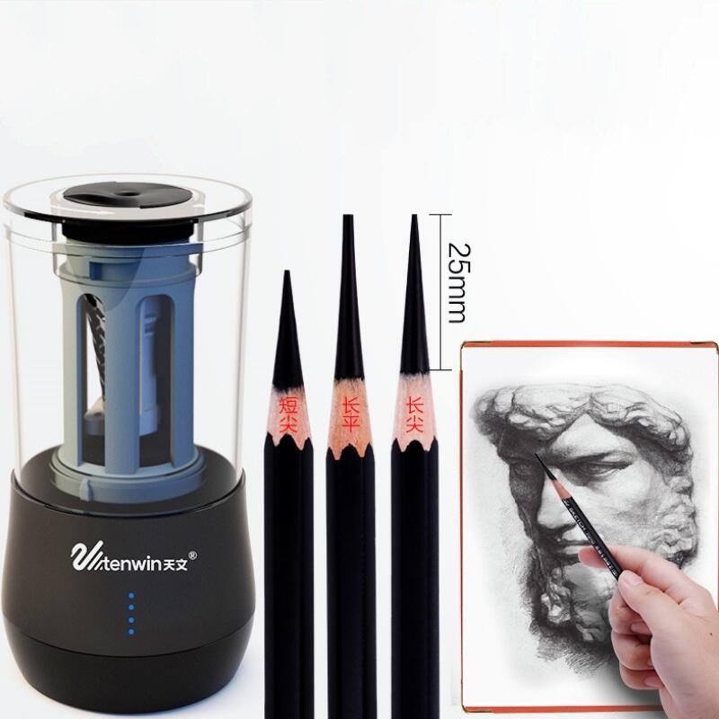 Diez-WIN sacapuntas eléctrico doble uso multifunción arte automático aprendizaje boceto lápiz sacapuntas electrónico