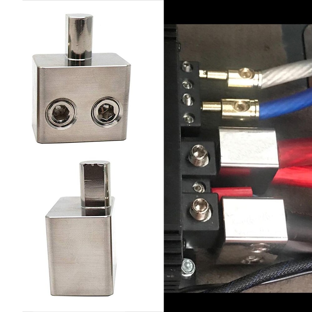 1Pair Dual 1/0 Gauge To 1/0 Gauge Amp Input Reducers 100% Copper Sliver-Plated Car Audio High Power Pure Copper Amplifier