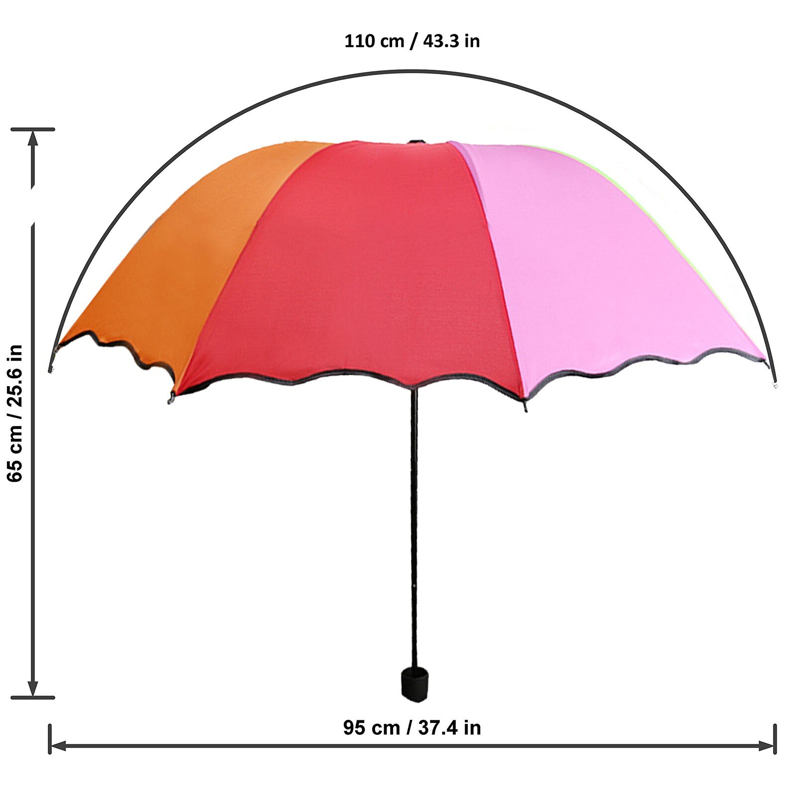 Rainbow Color Umbrella Manual Folding Ruffle Multicolor Tri-folding Children Reverse Weatherproof Umbrella: Default Title