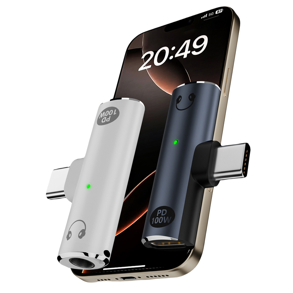 2 in 1 USB Type C To 3.5mm Headphone and Charger Adapter PD 100W Audio Aux Adapter with Aux Audio Jack USB C To Type-C Converter