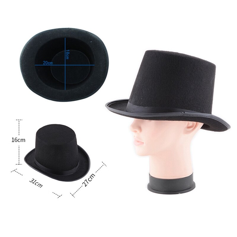 Black Hat Halloween Fancy Dress Props Magic Hat Cosplay Magician Jazz Hat Vogue
