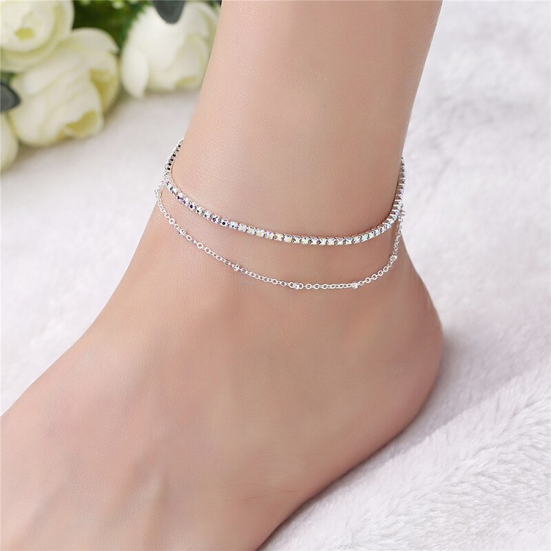 Tobillera de cadena de tejido trenzado para mujer, pulsera de plata 925, joyería para el pie, LB001