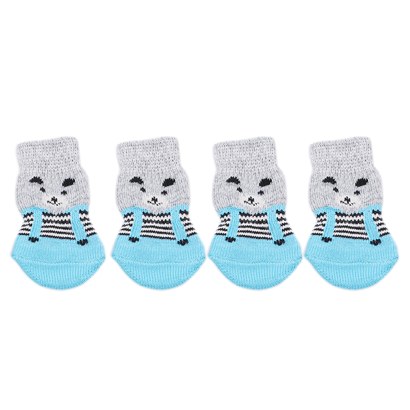 Pet Dog Puppy Cat Shoes Slippers Non-Slip Socks Pet Cute Indoor for Small Dogs Cats Snow Boots Socks pet supplies: blue gray L