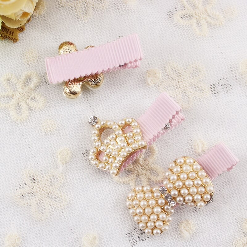 Korean Children's Pearl Hairpin Baby Hair Clips All-Inclusive Cloth Baby Girl Hair Accessories Birthday for Kids Crown