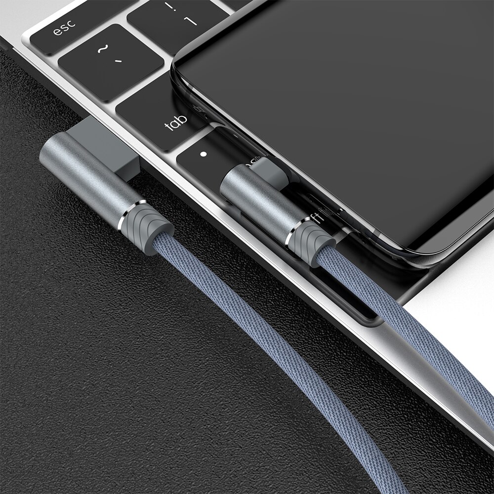 3m USB Type C Cable for Samsung S10 S20 3A Fast Charging Cord 90 Degree Type-c Wire USB C Charger Cable For Huawei P30 P40 Pro: Grey / 2m