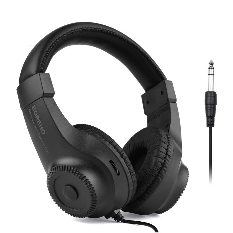 Trådbundna stereomonitorhörlurar over-ear-headset med 50mm element 6.5mm kontakter för gitarrförstärkare elpiano ljudmixer