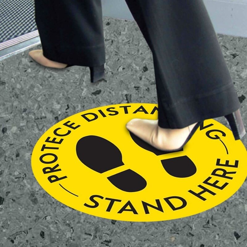 Keep Your Distance Safety Floor Sign Social Distance Circular Floor Sticker Anti Slip Mat