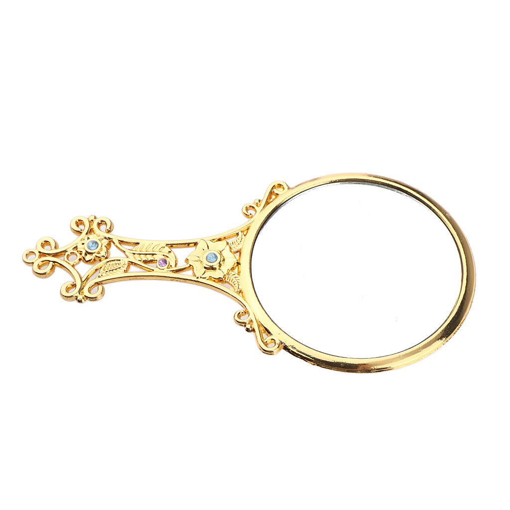 Espejo de mano Vintage portátil para maquillaje, espejos de belleza compactos de viaje, espejo de cristal de Metal de bolsillo, decoración de tocador