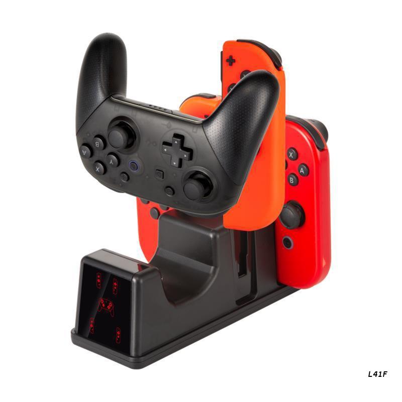 4 in 1 controller-ladestation mit 2a schnellladeanschlüssen und 4 joy-controller-steckplätzen, kompatibel mit switch-controllern