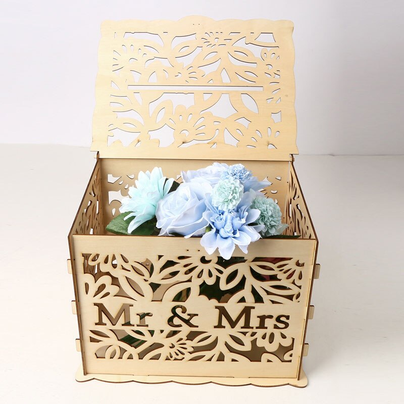 Wooden Wedding Sign In Box Card Box Hollow Made Wedding Anniversary DIY Box