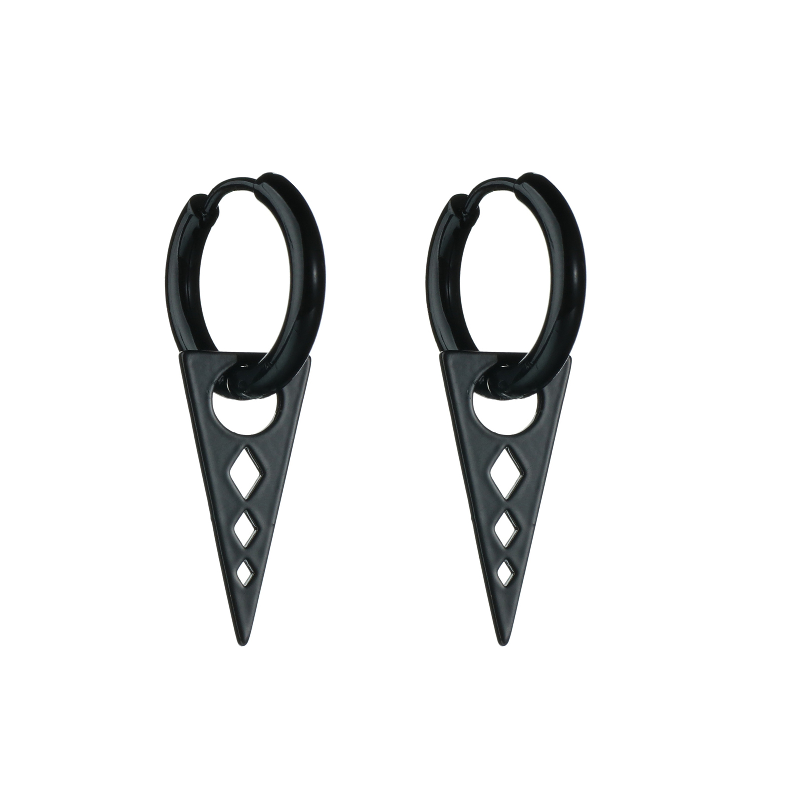 Pendientes colgantes en forma de triángulo para hombre y mujer, aretes de acero inoxidable, Piercing, joyería gótica, 2 unidades: PLATEADO