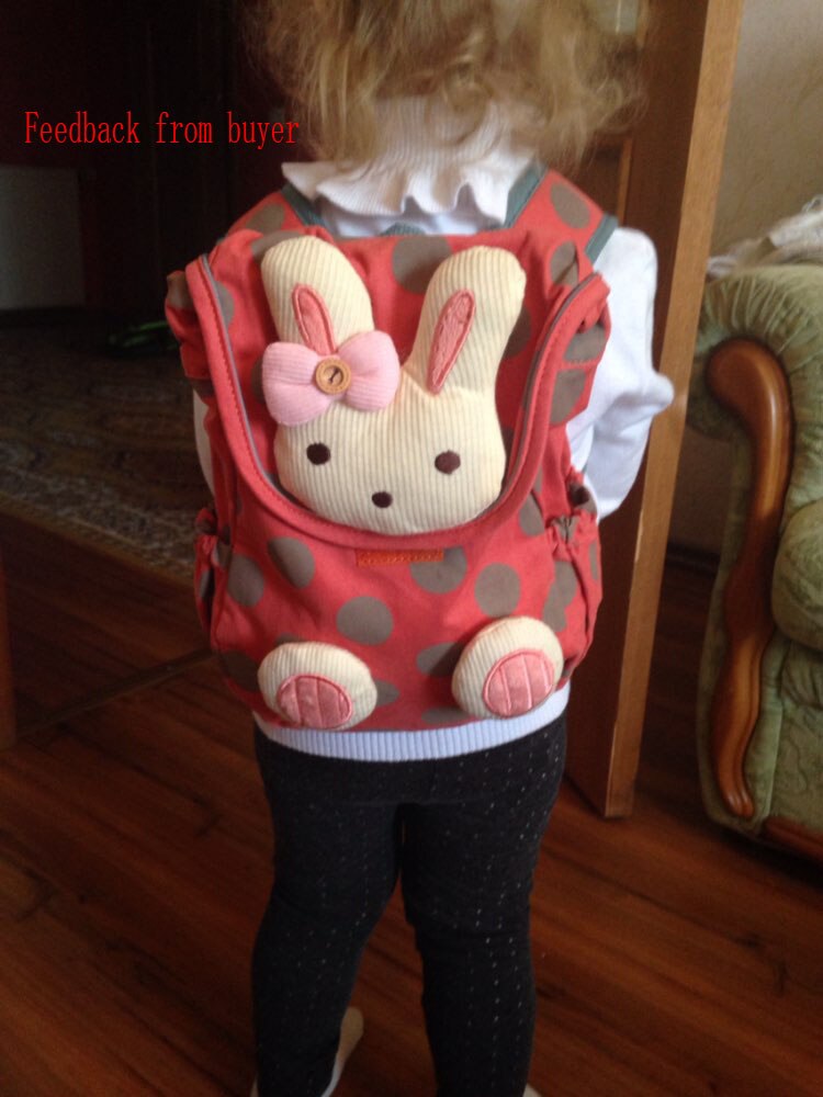 Mochila escolar de estilo Animal para niños y niñas, bonita mochila de felpa de conejo 3d con cordón, bolso escolar para guardería,