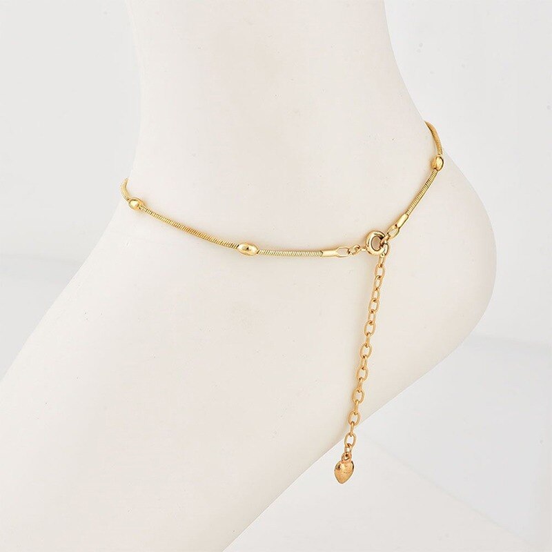 Gold Thin Chain Ankle Charm Anklet Leg Bracelet Foot Jewelry Adjustable Ankle Bracelets For Women Accessories: gold-heart