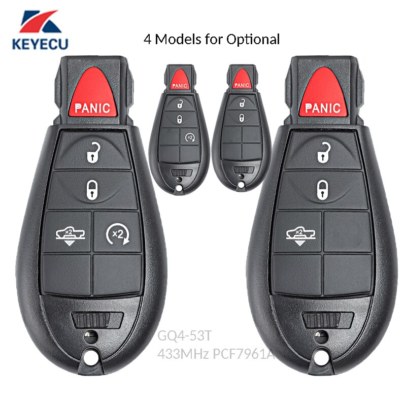 KEYECU Replacement Remote Key Fob 433MHz PCF7961A for Dodge RAM 1500 2500 3500 With Remote Start FCC ID: GQ4-53T