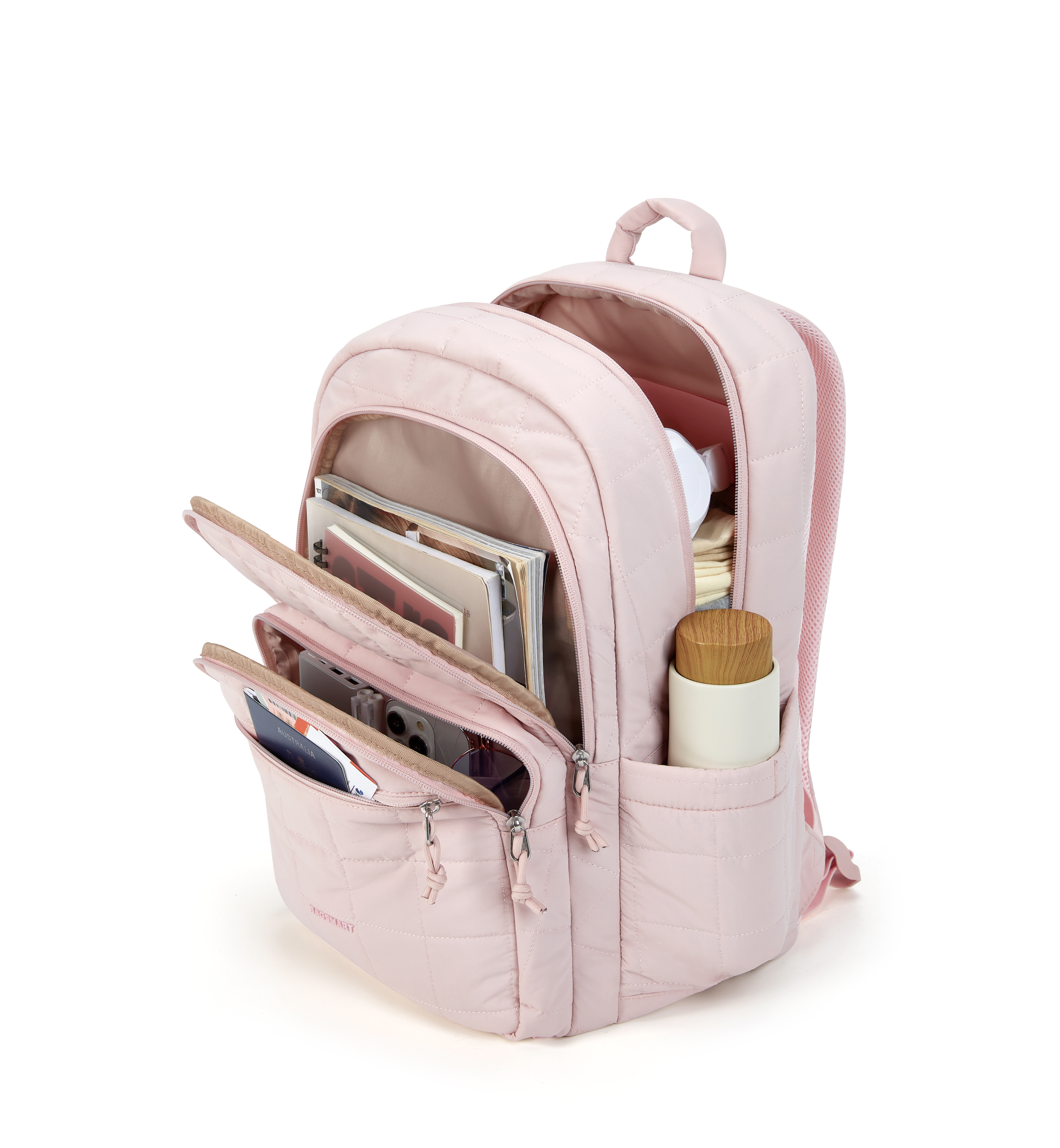 BAGSMART Damen-Rucksack, Schultasche für Mädchen, wasserdicht, großer College-Rucksack, Reiserucksäcke, Damen, Laptop, Büchertasche: Rosa