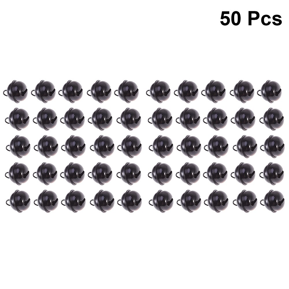 50 Stuks 22Mm Gekleurde Geschilderd Jingle Bells Metal Ronde Mini Bells Sieraden Ornamenten Kerst Decor Gebruik Hangers Voor Party christm: Black