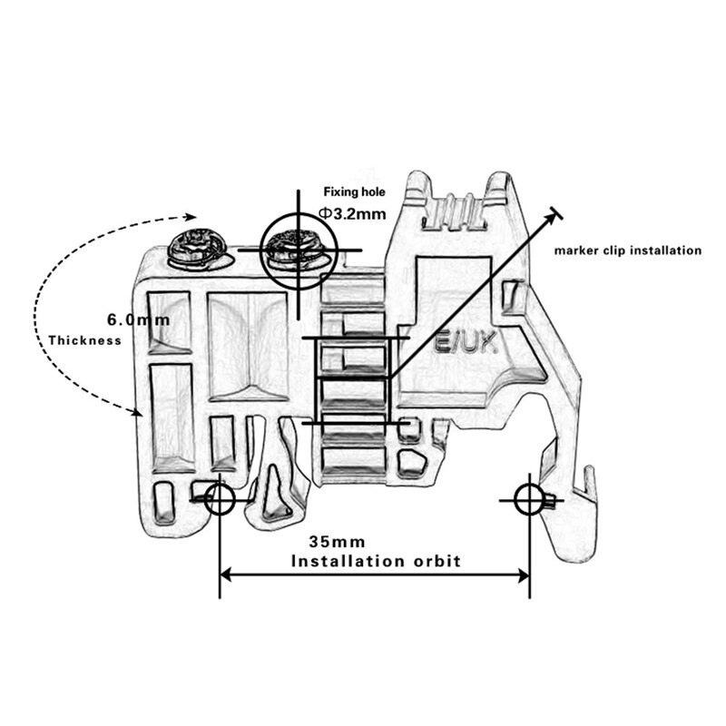 E/Uk Din Rail Terminal Blocks End Stopper Bracket Grey,Terminal Block Connector(Pack Of 100)