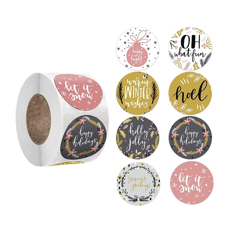 500 stuks ronde 4 ontwerpen vrolijke kerst bedankt sticker zegel envelop kaart labels verpakking scrapbooking decoratie