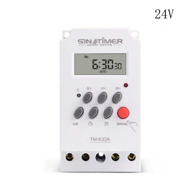 Mini Timer Switch Time Relay 12/24/220V DC Input 7 Days Programmable 24Hours Output Load High Power 30A: 24