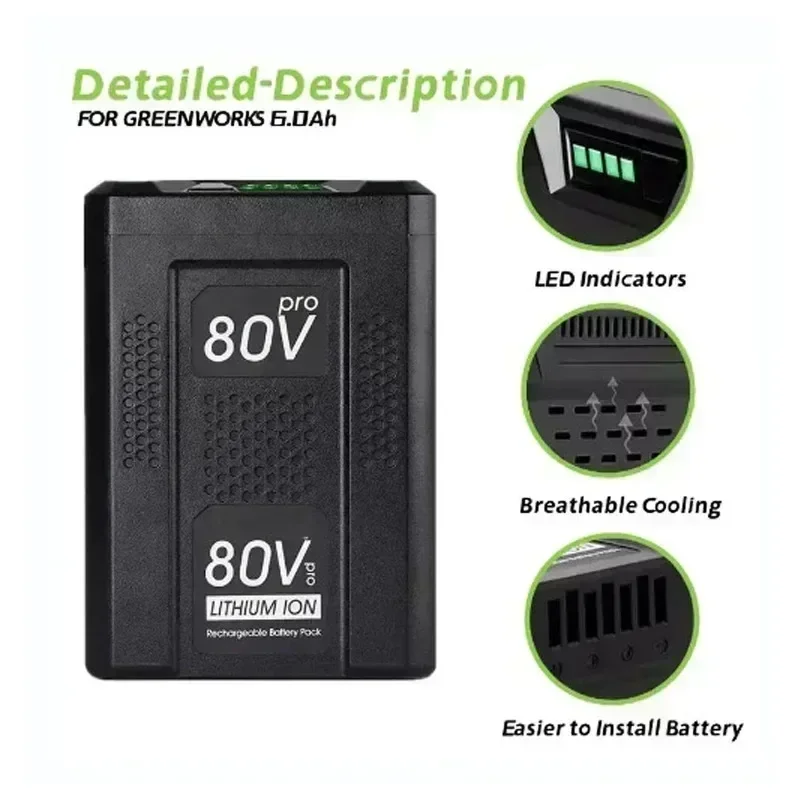 80v udskiftnings genopladelige batterier til greenworks 3.5ah lithium batterier til gba 80200 gba 80250 gba 80400 gba 80250 gba 80500