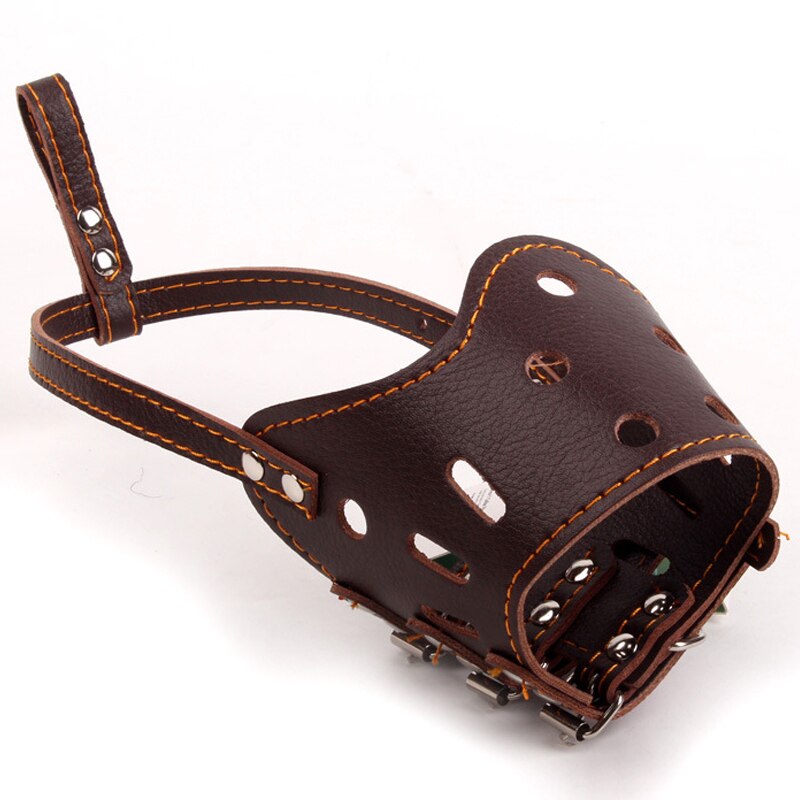 Muselière en cuir PU pour chien, ajustable, masque respirant pour petits et grands chiens, Anti-aboiement/morsure, sécurité à mâcher, muselière d&#39;entraînement pour animaux de compagnie