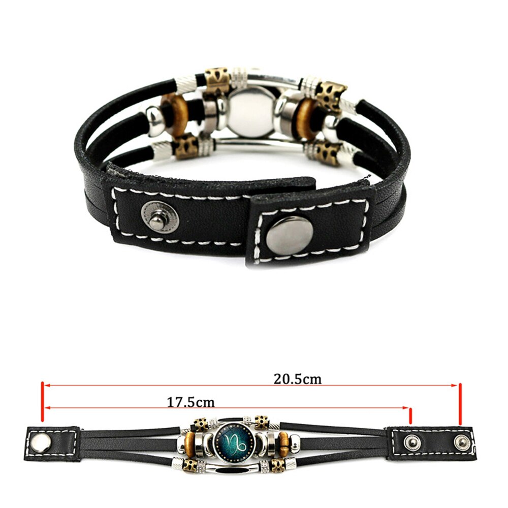 12 Constellation Lichtgevende Armband Voor Mannen Vrouwen Dierenriemtekens Sieraden Multilayer Kralen Leather Bracalet Glow In The Dark