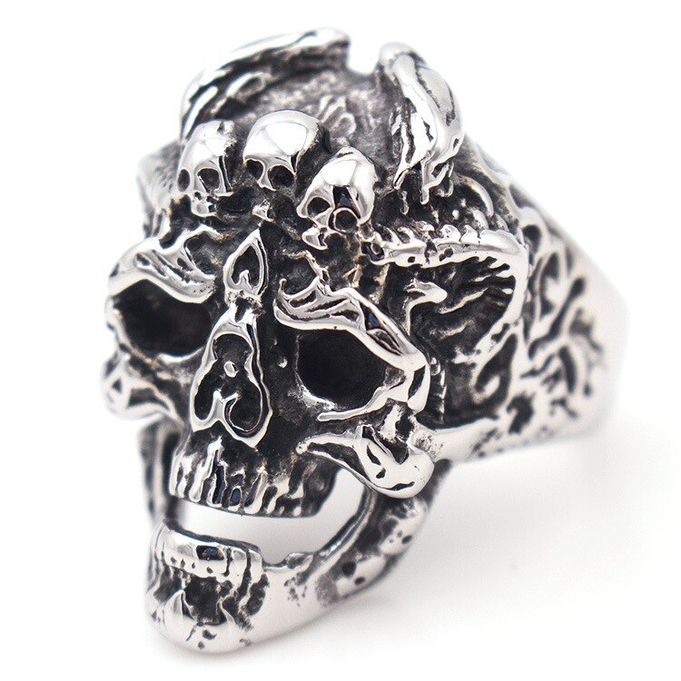 Punk Gothic Skull Head Charms Hanger Ketting Mannen 316L Rvs Sieraden op De Hals Mannelijke Kettingen Hangers