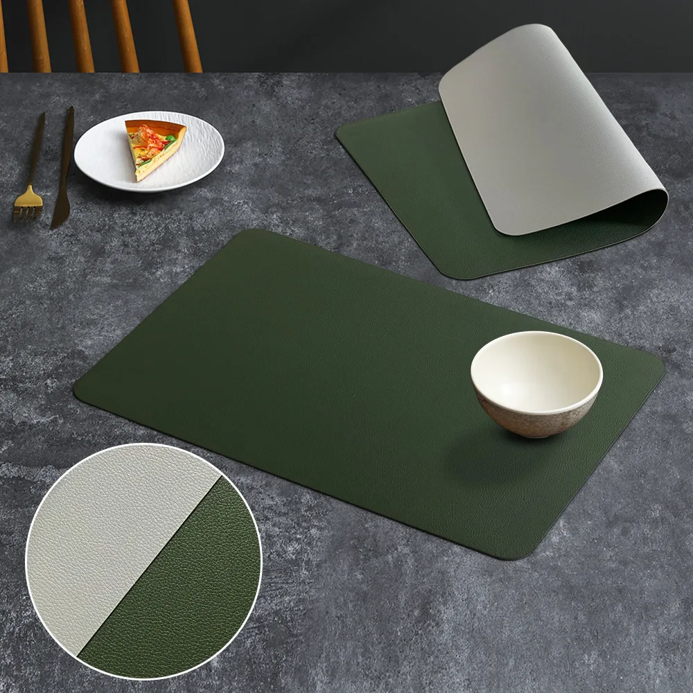 PVC Double-sided Leather Dining Table Mat, Desktop Decoration, Home Dining Plate Mat, Anti Slip Bowl Mat, Thermal Insulation Mat: L / Blue