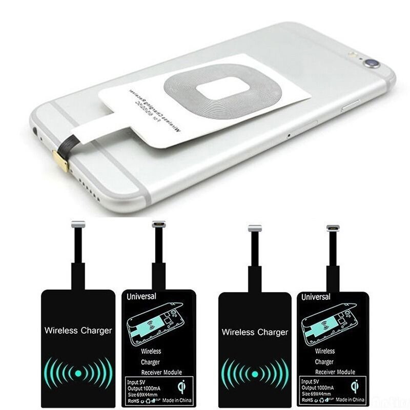 Receptor de Cargador Inalámbrico Qi, compatible con Micro USB tipo C, adaptador de carga inalámbrico rápido para iPhone 5, 6, 7, Android, receptor de inducción