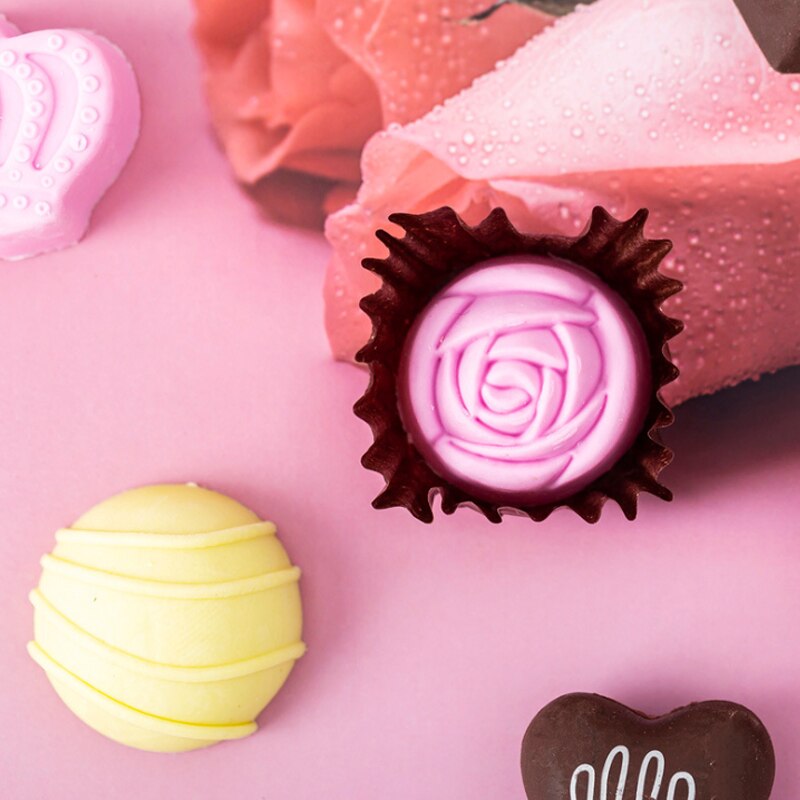 16Packs/Lot Chocolade Bloemen Vormen Creatieve Schattige Briefpapier Potlood Rubber Eraser Student School Office Supplies