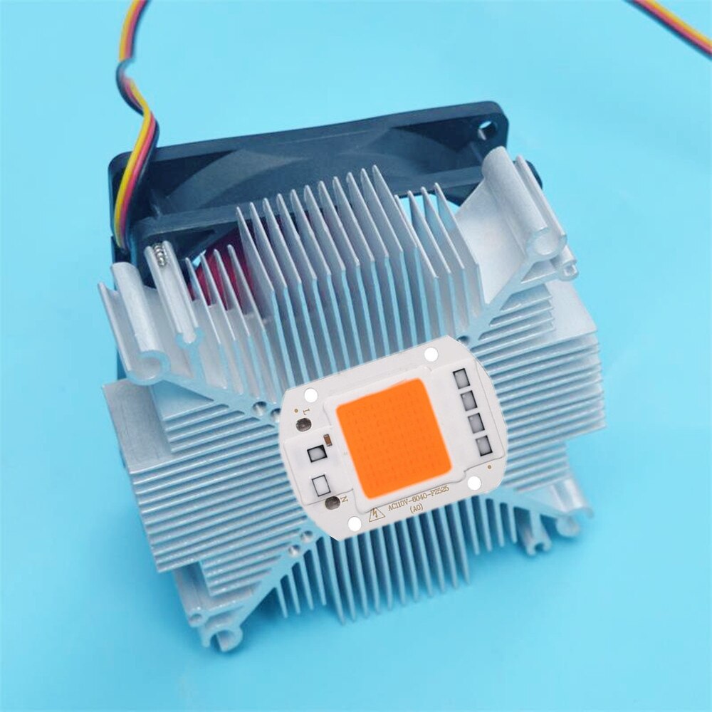 10w-200w cob led heatsink Pure aluminium and DC12V fan with 34*34MM Hole multichip led cooling DIY Led grow Light: Whole set