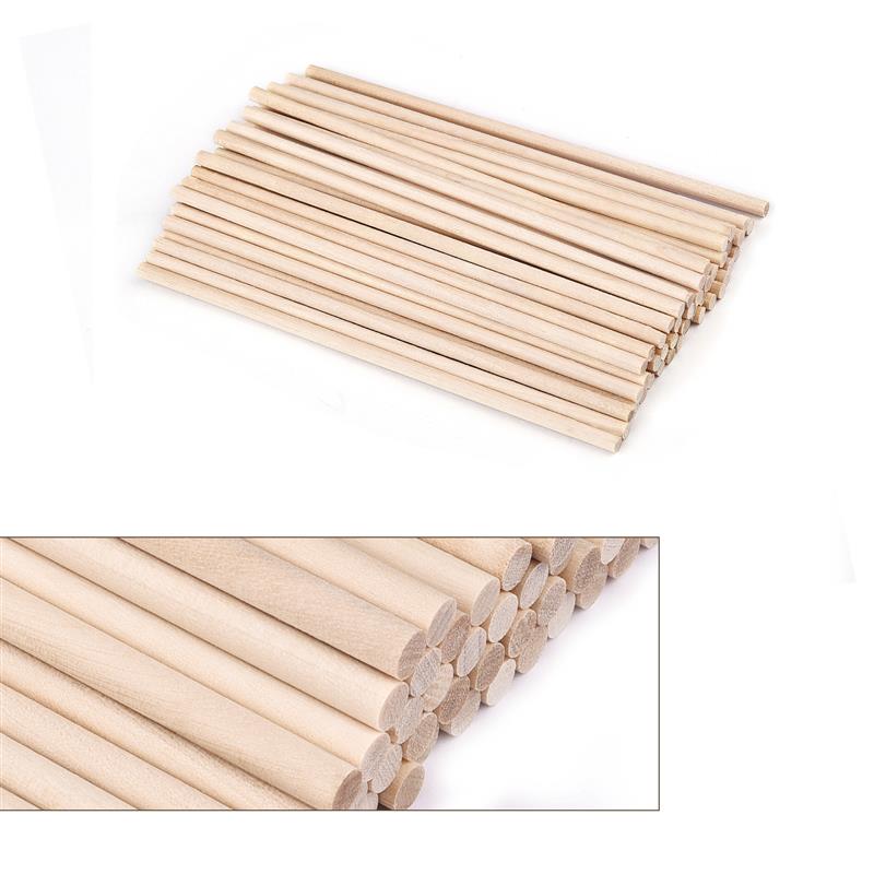 Palo redondo de madera para manualidades, piruletas de hielo para comida y modelismo, pasador de pastel, herramienta de carpintería, modelo de construcción duradero: 3x300 mm 50 pcs