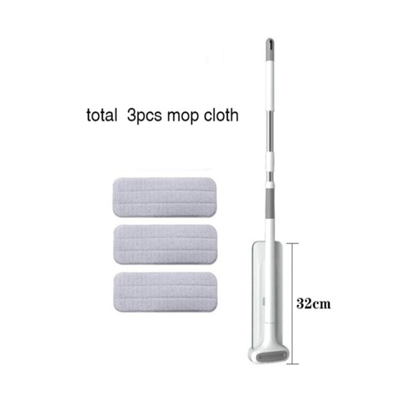 Balai serpillière en microfibre avec 3 pièces, tête rotative à 360 °, grattoir pour le nettoyage des sols, outils de cuisine à domicile: 32cm with 3Pc Pad