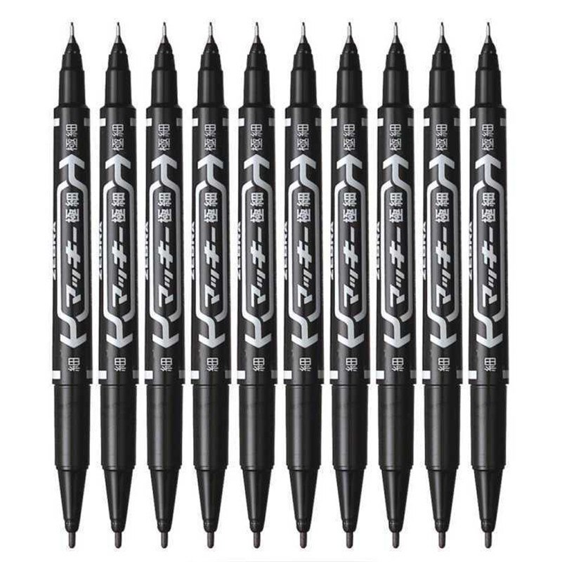 3 Kleuren Dual Tip Snelle Droge Permanente Olie Marker Pen Stof Banden Tekening Schrijven Fijne Punt Sharpie School Kantoor supply