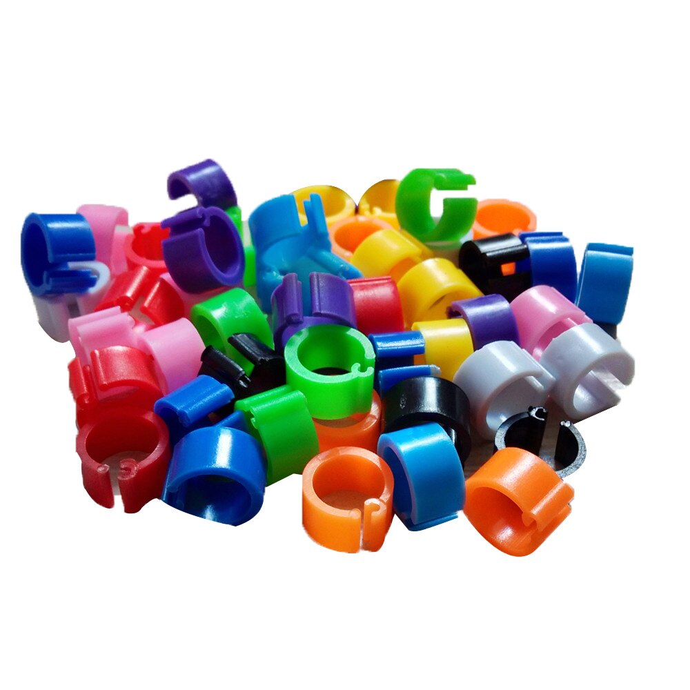 100 stks/set Binnendiameter 7mm Plastic Open Type Gesp Kip Eend Gans Voet Ring Gevogelte Been Rings