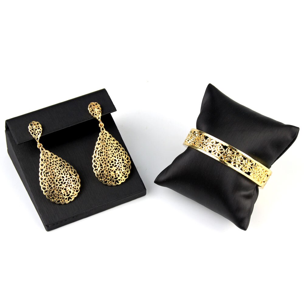 Sunspicems arabesque moslim gouden marokkaanse armband oorbel voor vrouwen algerije bruiloft sieraden holle bloem bijoux bruids