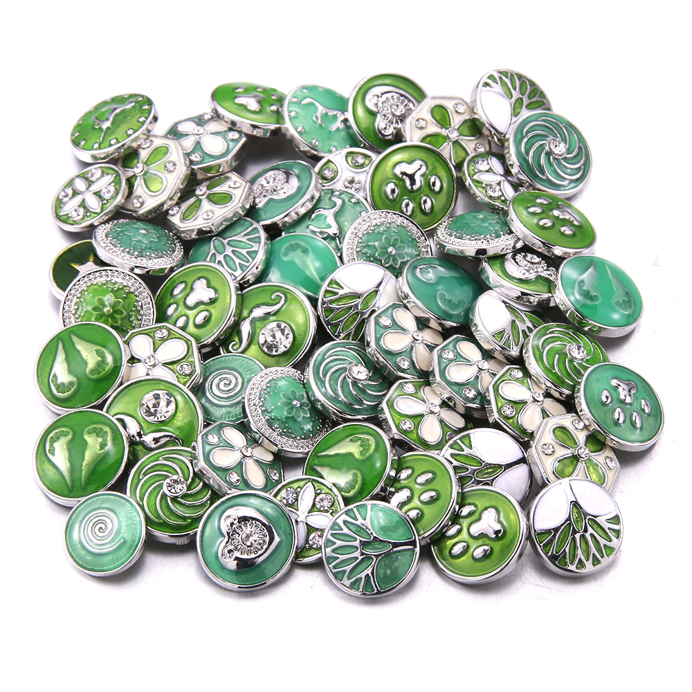 Lot de 10 boutons à pression en métal pour Bracelet, Style, mélange de bijoux, 12mm, strass fleur, Mini boutons pression pour Bracelet