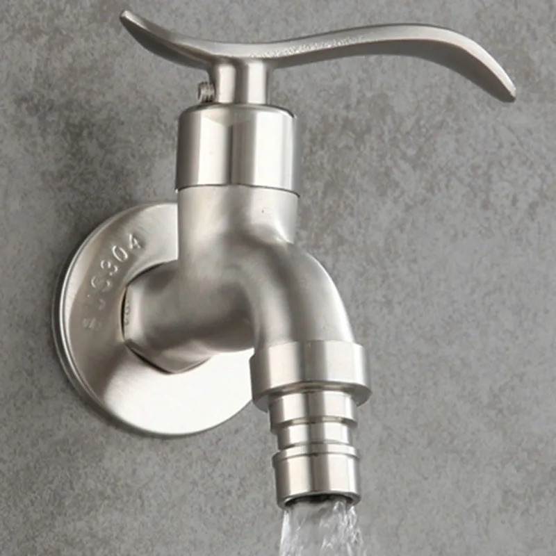 Garten-Wasserhahn aus Edelstahl 304, Wandmontage, gebürstet, schnell zu öffnend, für den Außenbereich, Gartenwaschbecken, Mopp-Wasserhahn
