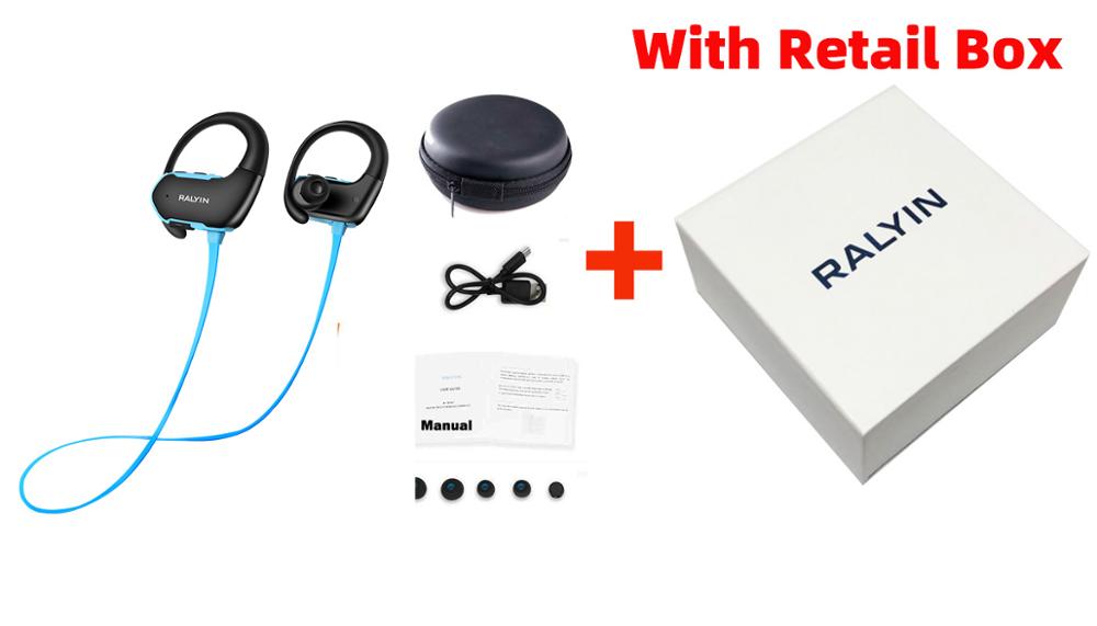 Ralyin M2 wireless headphones waterproof built-in 8GB memory Bluetooth Earphone Sport Bluetooth Headset wireless Earbud with Mic: Blue with box