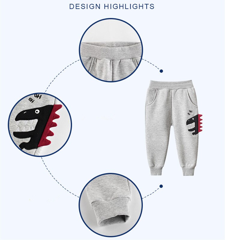 2021 autunno inverno bambini pantaloni dinosauri cartone animato ispessimento pantaloni lunghi per bambini ragazzi ragazze Sport pantaloni Casual 1-9 anni