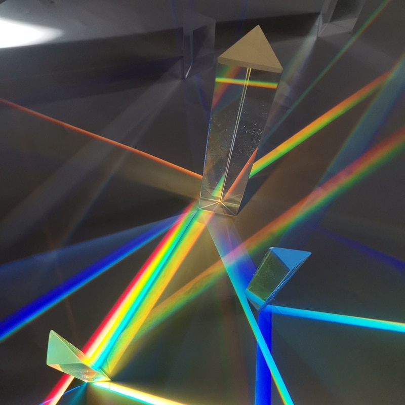 14 * 14 * 87mm optisk trekant prisme prisme effekt spektrum input eksperiment undervisning fotografi tilbehør