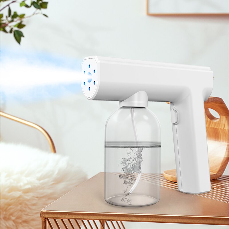 300ml Hand-held Atomizer Spray Gun Nano Mist Sprayer Santitizer Machine Cordless Electric ULV Fogger For Office Garden Sprayer: white