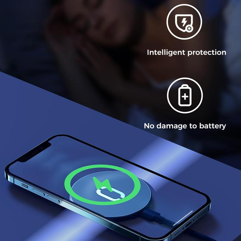 15W Magnetic Wireless Charger - For iPhone, Fast Qi Charging Pad - Compatible with Samsung