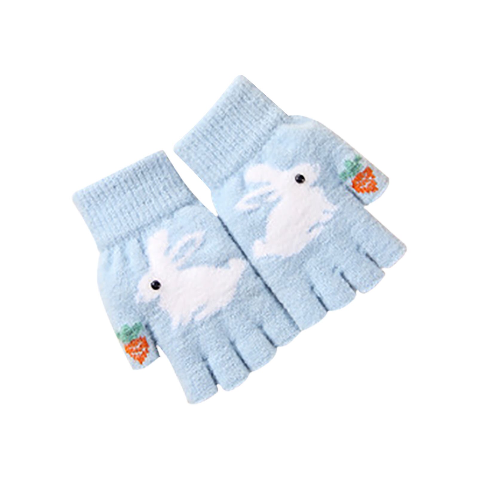 Baby Winter Kaninchen Gedruckt Handschuhe Winter draussen betroffen Verdicken warm Halten Winddicht Zeigen Finger Handschuhe Варежки С Животными: himmel blau