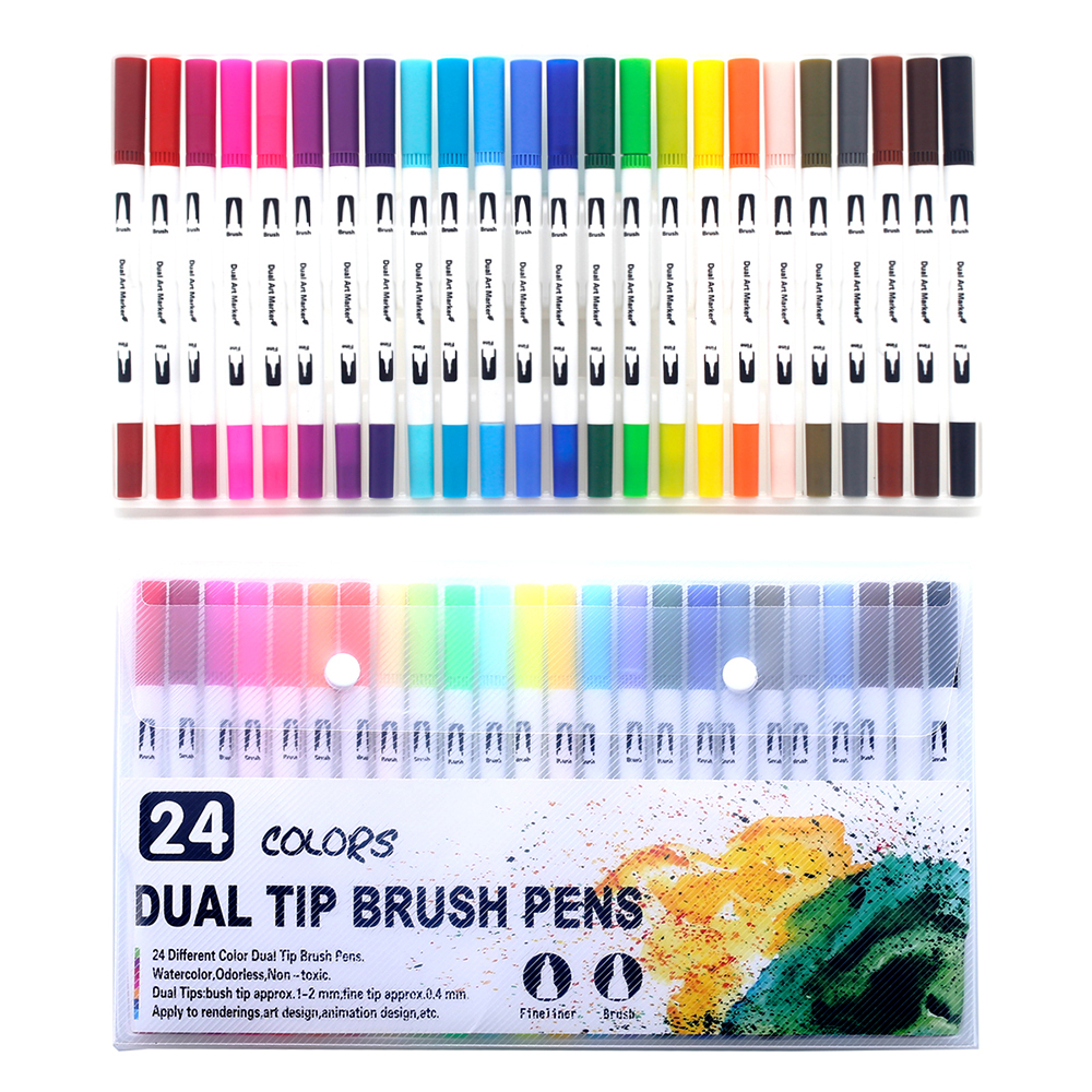 Markers Set 36/48/72/120 Kleuren FineLiner Dual Tip Brush Pen Tekening Schilderen Aquarel Art Marker Pennen voor Manga Art Supplies: YELLOW