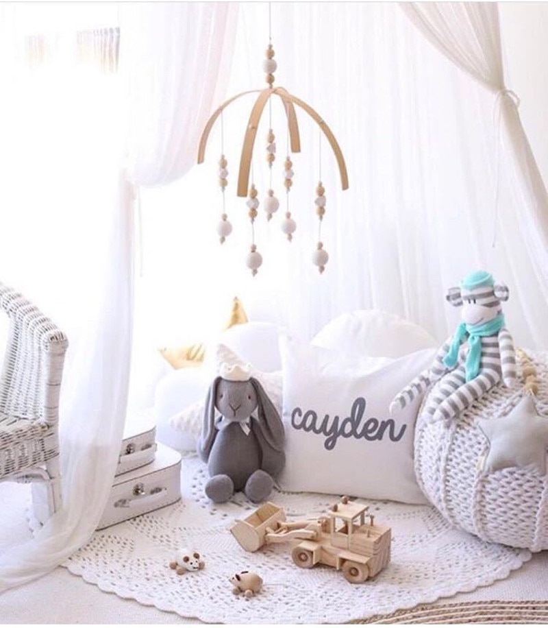 52 Cm * 32 Cm Diy Macaron Kleur Houten Bal Decor Banner Babykamer Decoratie Beddengoed Bumpers Kids Party Ballen kids Girls Room Decor