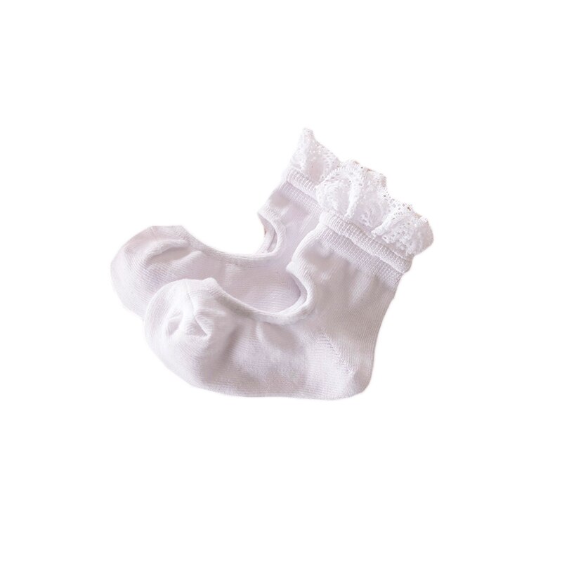 one pairs girls baby kids frilly lace cotton socks ruffled soft trim ankle anklet cute toddler lovely footwear lace ballet socks: white / XL No anti-slip