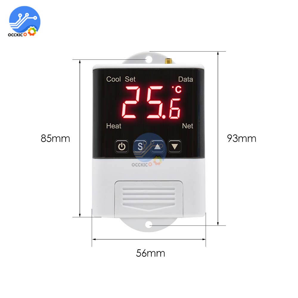 Controlador de temperatura inalámbrico con Wifi, termostato AC110-220V DS18B20, Sensor NTC, pantalla Digital, Control por aplicación para Smart Home y Aquariu