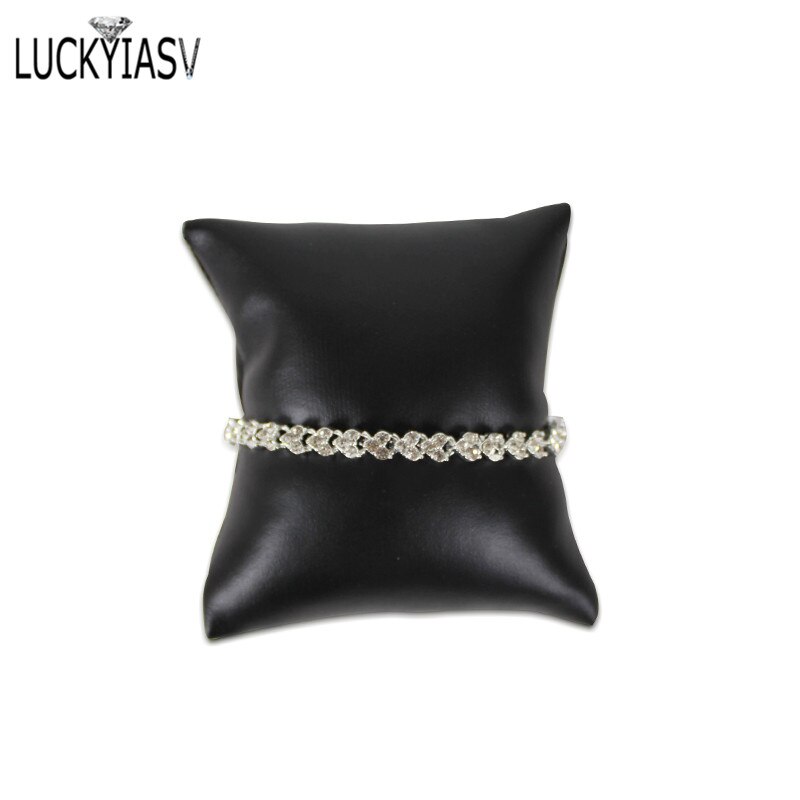 Darmowa wysyłka biżuteria wyświetlacz PU skórzana bransoletka biżuteryjna wyświetlacz poduszka pudełko na biżuterię poduszka zegarek poduszka: czarny PU skórzany