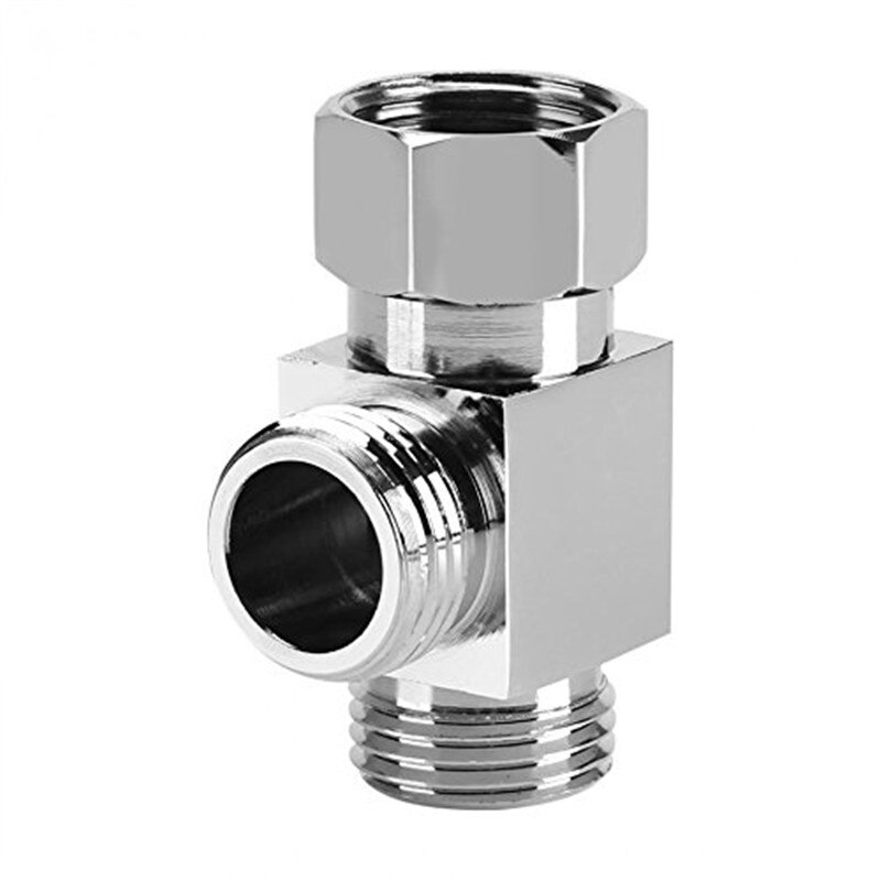 1/2" Brass Chrome 3 Way Diverter Hose Fitting Tee T Shape Adapter Connector for Angle Valve Hose Bath Shower Arm Toilet Bide
